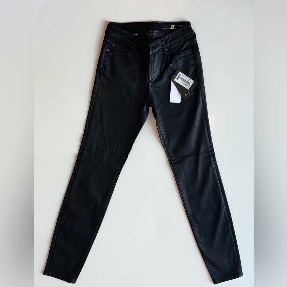 NWT Armani Exchange Black Coated Super Skinny Jeans